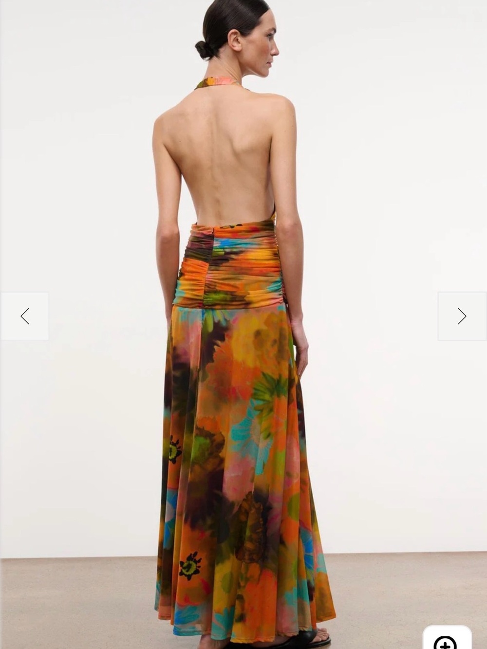 STAUD Multicolor Halter Maxi Dress in Orange, Green, Blue - Picture 2 of 3